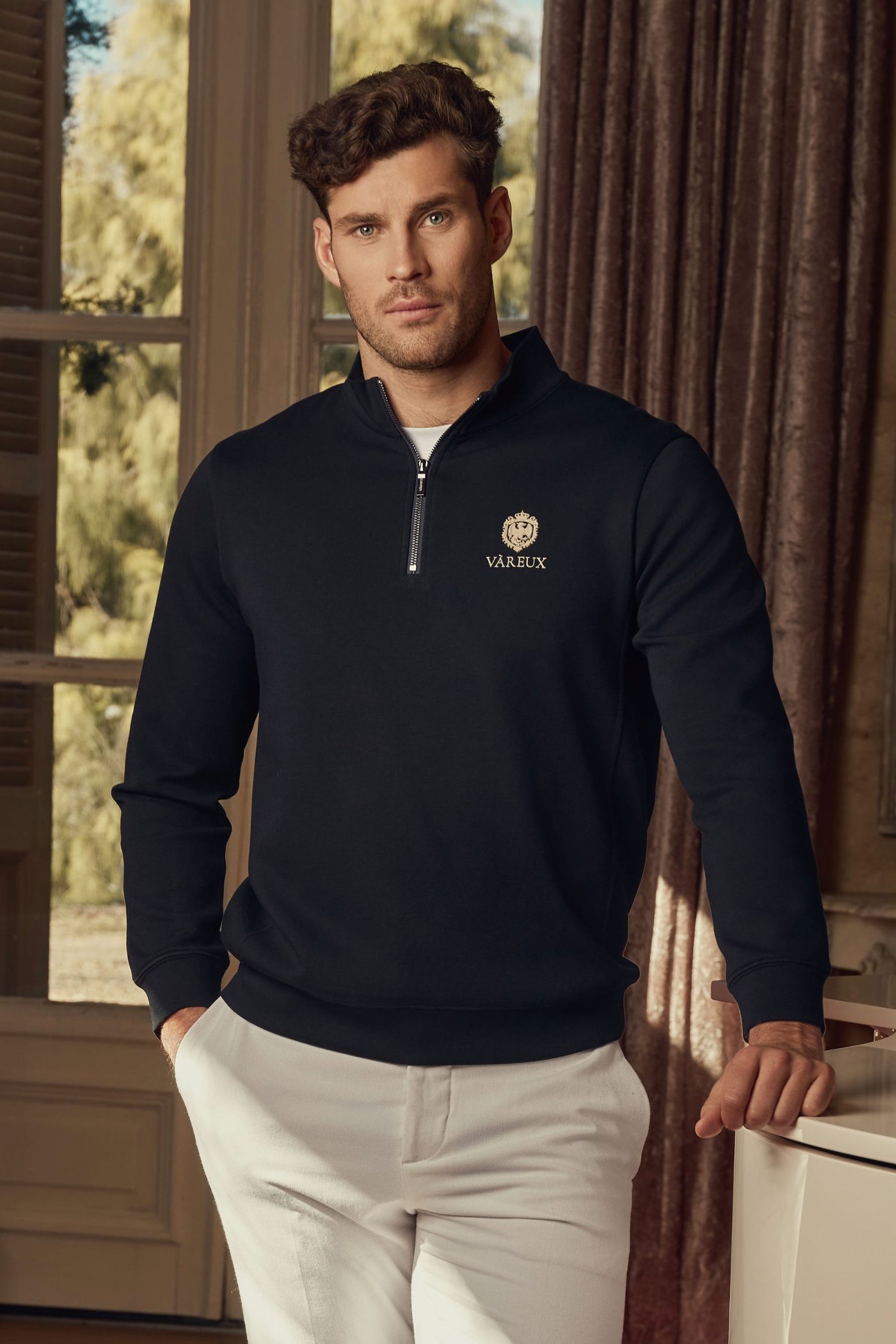 Black Quarter-Zip Sweater, view 3