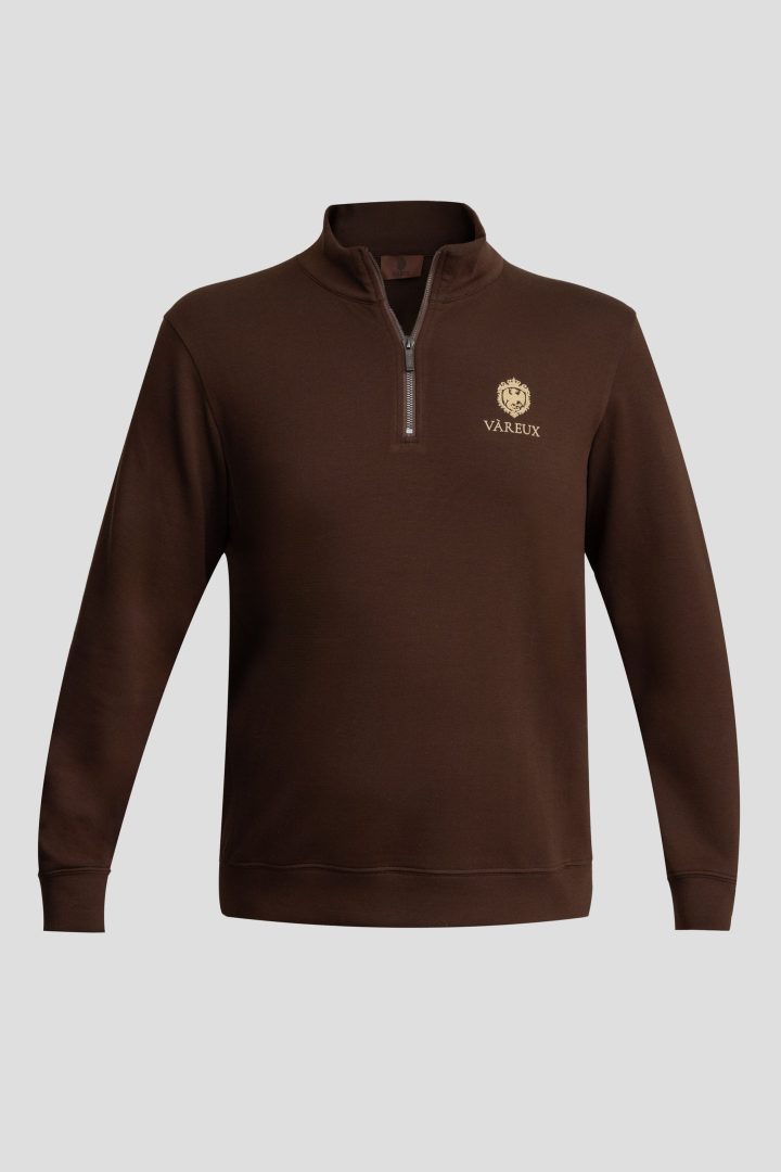 Brown Quarter-Zip Sweater